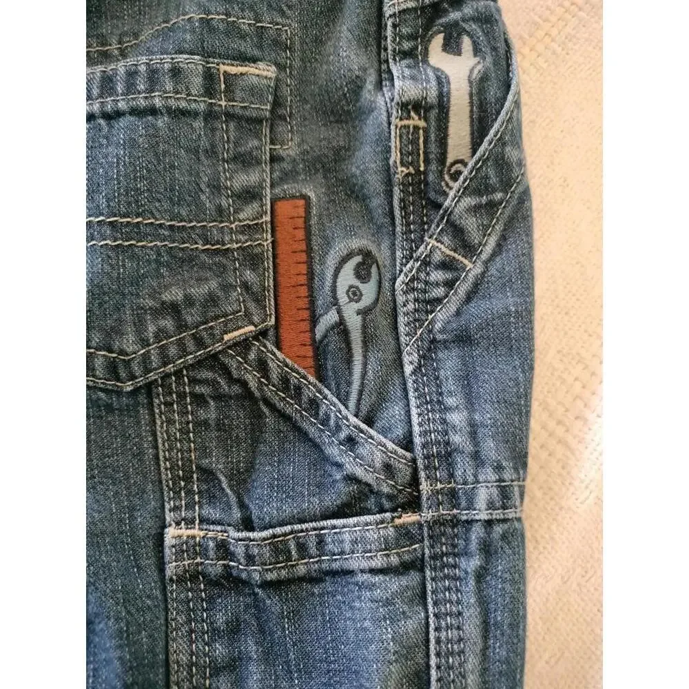 Vintage OshKosh B’Gosh Baby Overalls 6-9M Vestbak Embroidered Carpenter Tools‎